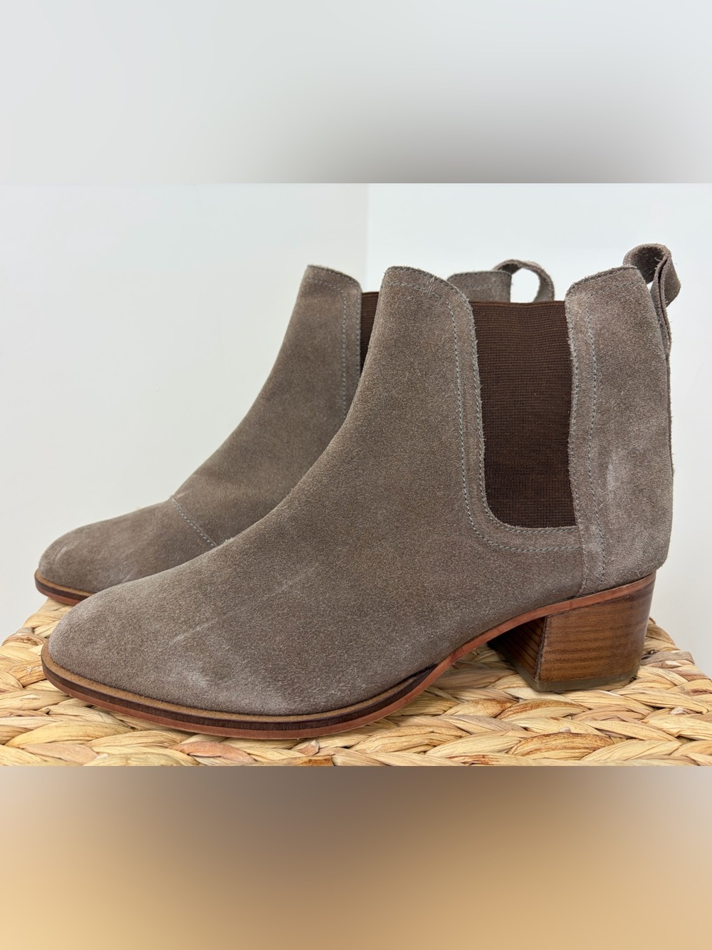 Classic Suede Chelsea Booties in Taupe
